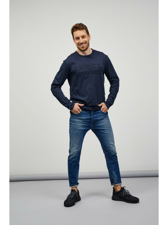 Sam 73 Tmavě modré pánské tričko s dlouhým rukávem SAM 73 Mindart