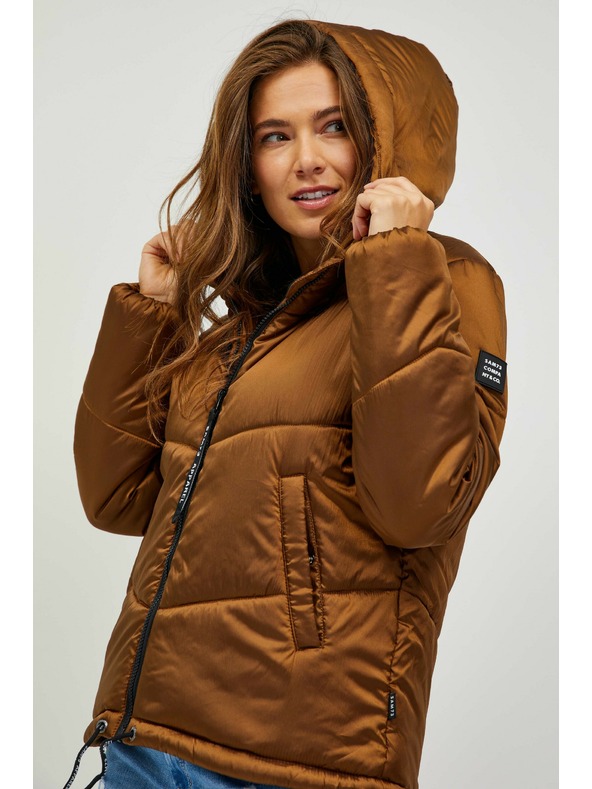 Sam 73 Hnědá dámská prošívaná zimní bunda s kapucí SAM 73 Gede