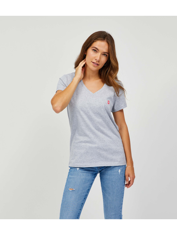 Sam 73 Světle šedé dámské žíhané tričko SAM 73 Lumiel