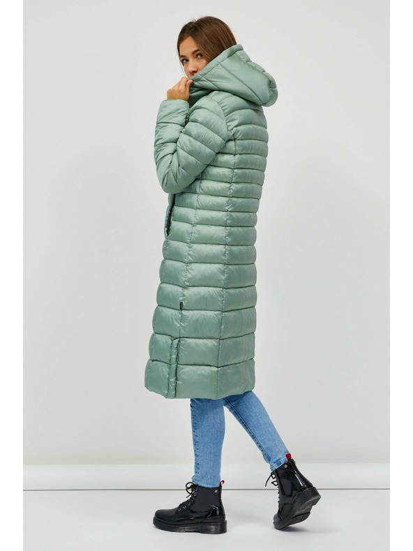 Sam 73 Světle zelený dámský prošívaný kabát s kapucí SAM 73 Kumi