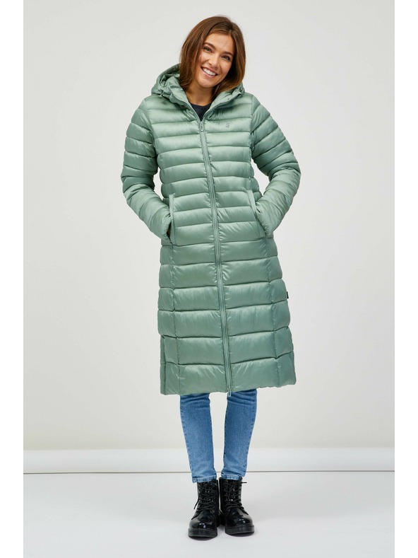 Sam 73 Světle zelený dámský prošívaný kabát s kapucí SAM 73 Kumi