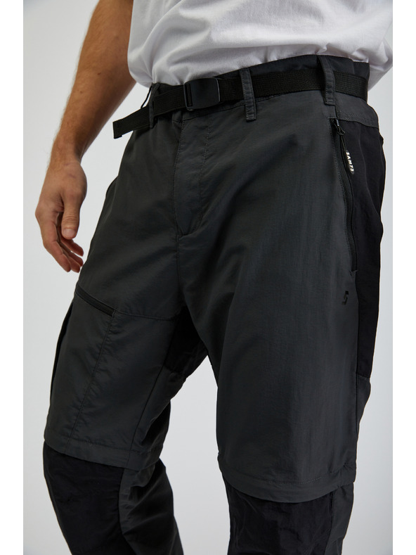 Sam 73 Černo-šedé pánské kalhoty s odepínací nohavicí SAM73 Walter