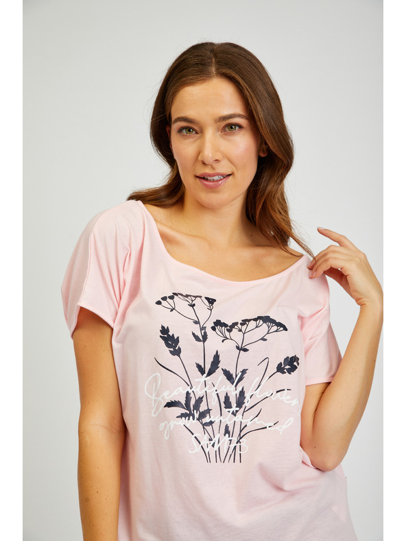 Sam 73 Světle růžové dámské tričko s potiskem SAM73 Circinus