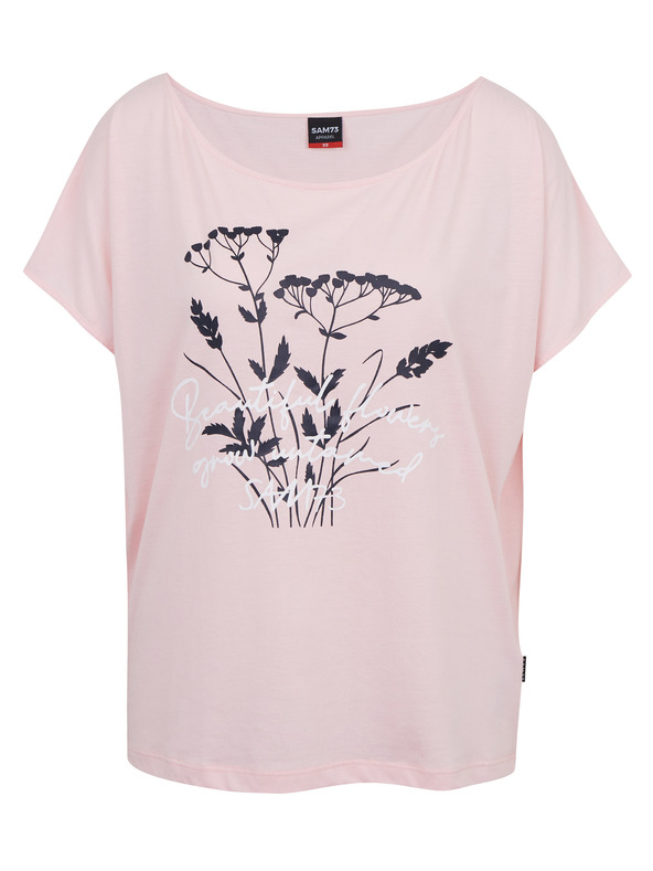 Sam 73 Světle růžové dámské tričko s potiskem SAM73 Circinus