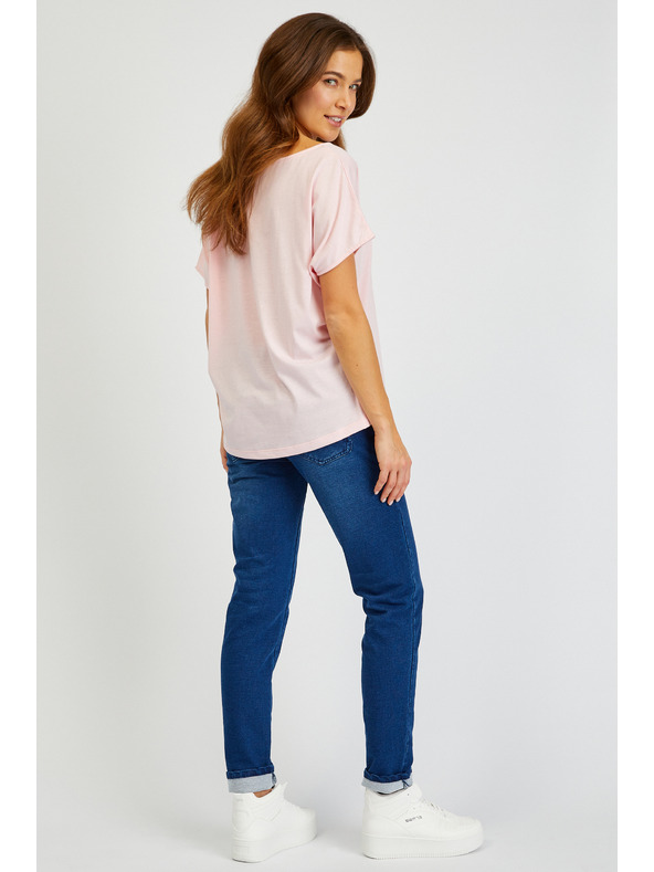 Sam 73 Světle růžové dámské tričko s potiskem SAM73 Circinus