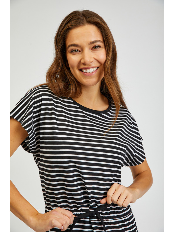 Sam 73 Bílo-černé dámské pruhované šaty SAM73 Sagitta