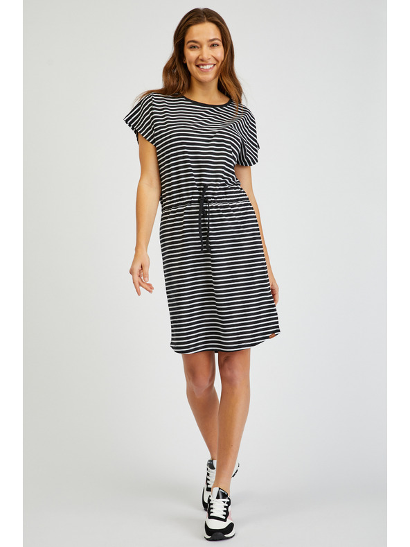 Sam 73 Bílo-černé dámské pruhované šaty SAM73 Sagitta