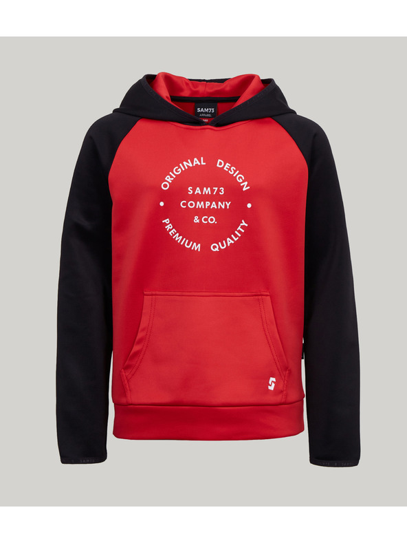 Sam 73 Černo-červená unisex dětská mikina s kapucí SAM73 Draco