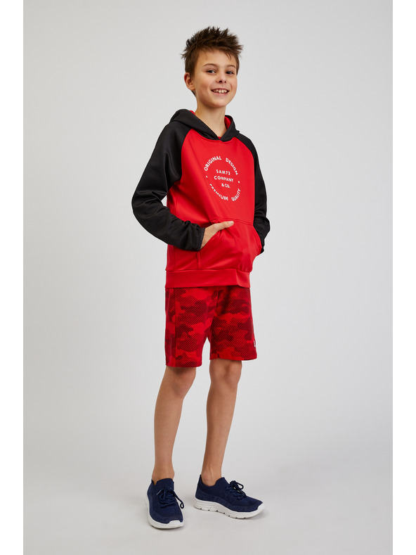 Sam 73 Černo-červená unisex dětská mikina s kapucí SAM73 Draco