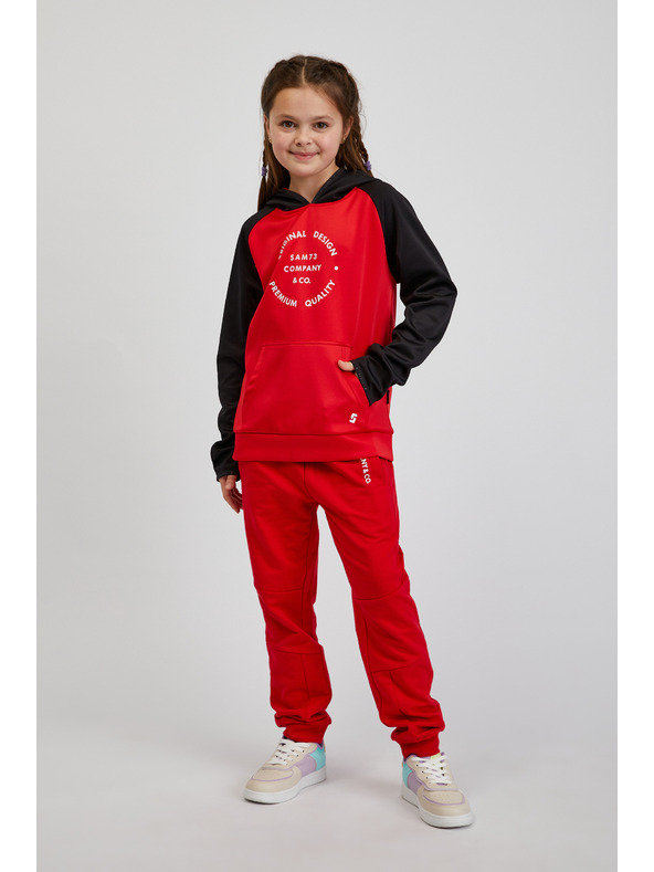 Sam 73 Černo-červená unisex dětská mikina s kapucí SAM73 Draco