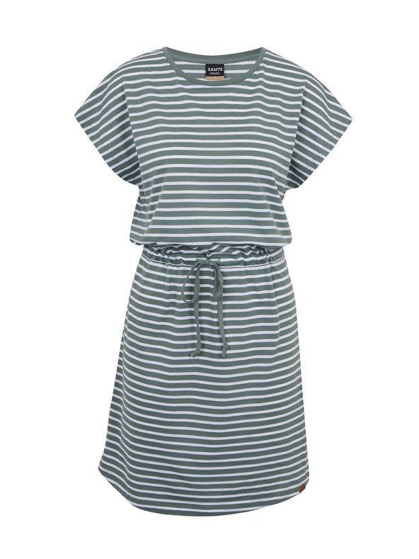 Sam 73 Bílo-zelené dámské pruhované šaty se zavazováním SAM73 Sagitta