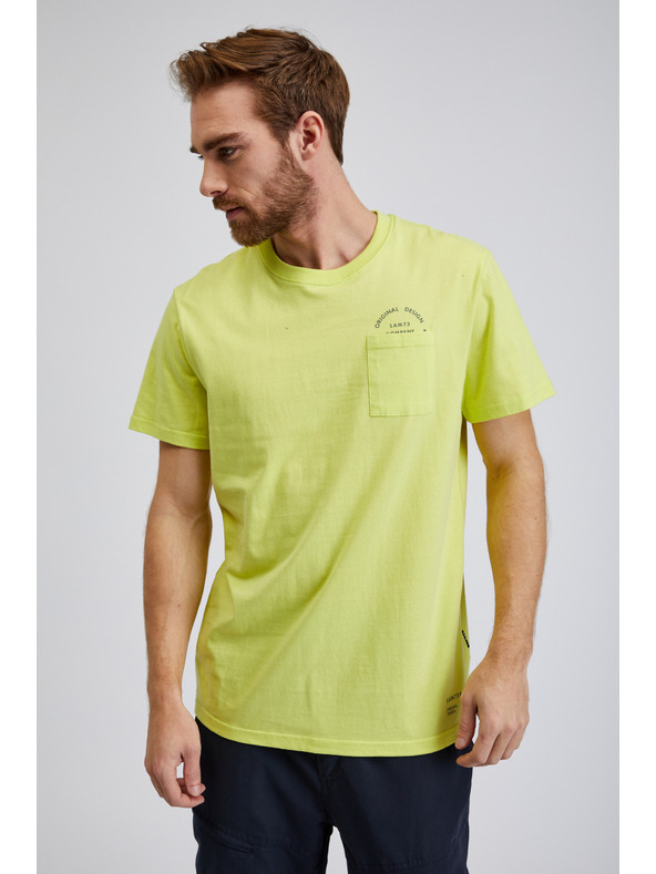 Sam 73 Žluté pánské bavlněné tričko s kapsičkou SAM73 Fenaklid