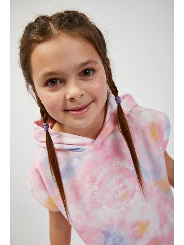 Sam 73 Modro-růžová holčičí prodloužená mikina bez rukávů  SAM73 Pyr