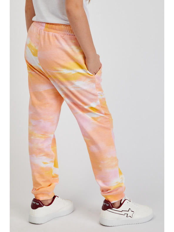 Sam 73 Růžovo-oranžové holčičí vzorované tepláky SAM73 Jargon