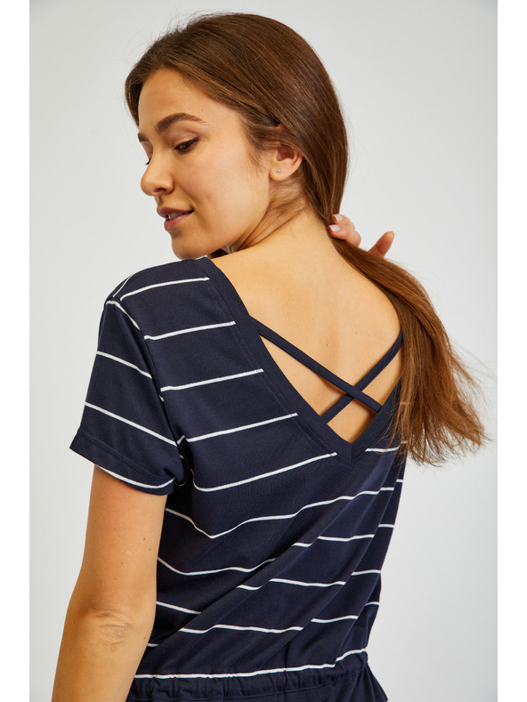 Sam 73 Tmavě modré dámské pruhované šaty SAM73 Columba