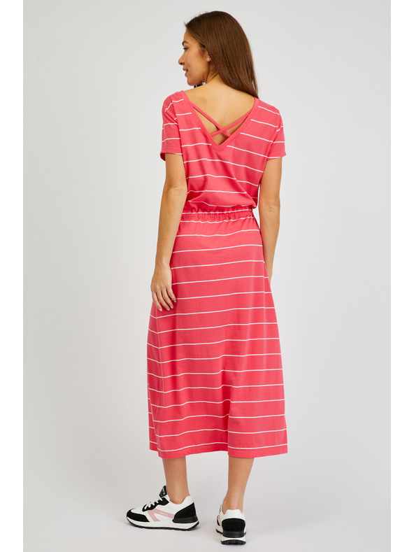 Sam 73 Červené dámské pruhované šaty SAM73 Columba