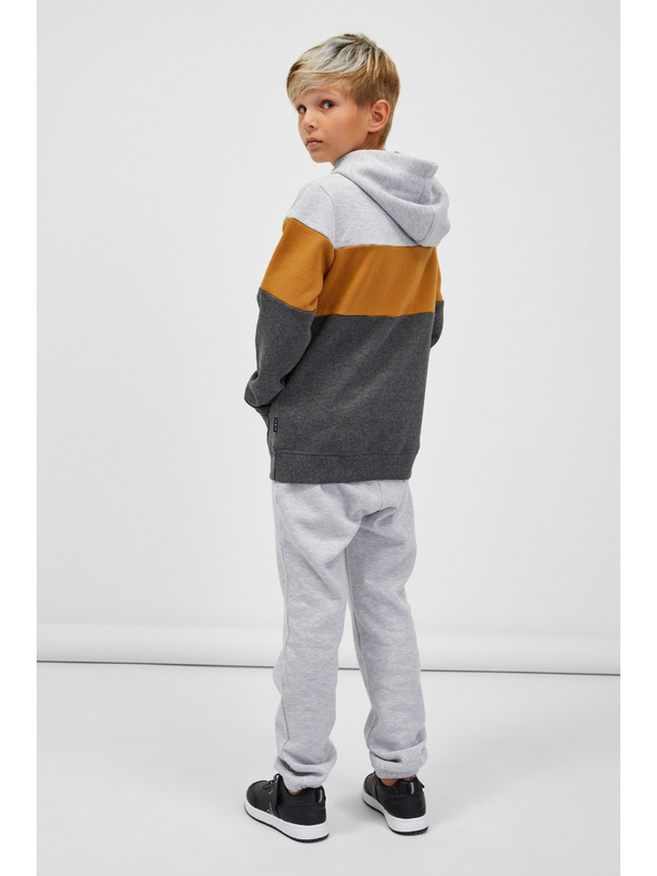 Sam 73 Šedo-hnědá klučičí mikina s kapucí SAM 73 Leael