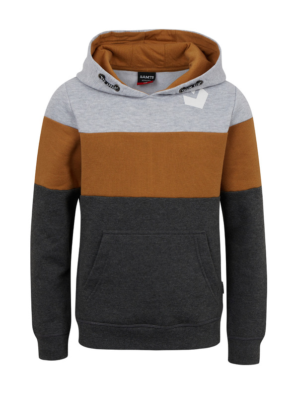 Sam 73 Šedo-hnědá klučičí mikina s kapucí SAM 73 Leael