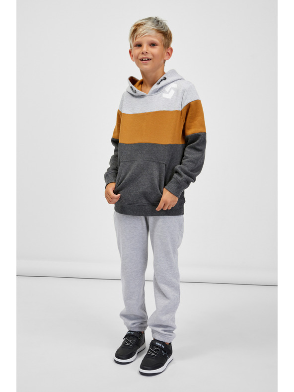 Sam 73 Šedo-hnědá klučičí mikina s kapucí SAM 73 Leael