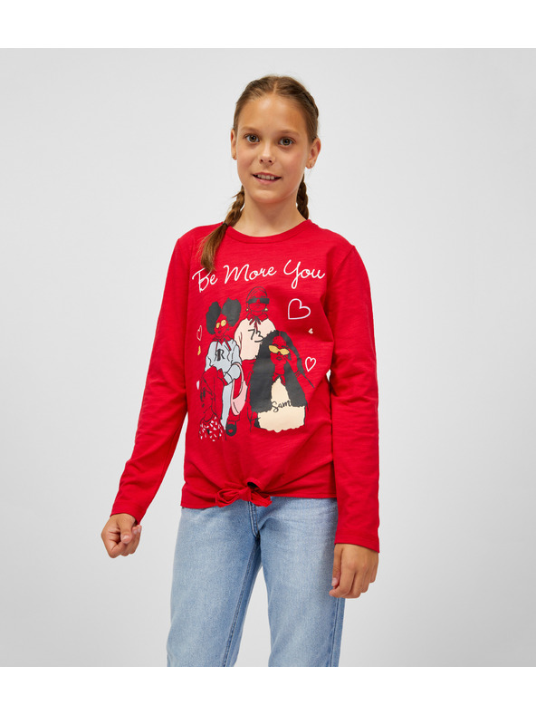 Sam 73 Červené holčičí tričko s dlouhým rukávem SAM 73 Vadania