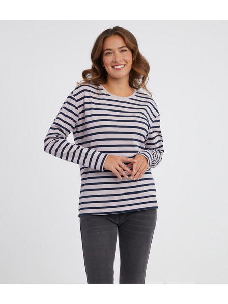 Sam 73 Modro-růžové dámské pruhované tričko s dlouhým rukávem SAM 73 Prudence