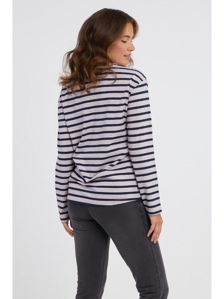 Sam 73 Modro-růžové dámské pruhované tričko s dlouhým rukávem SAM 73 Prudence