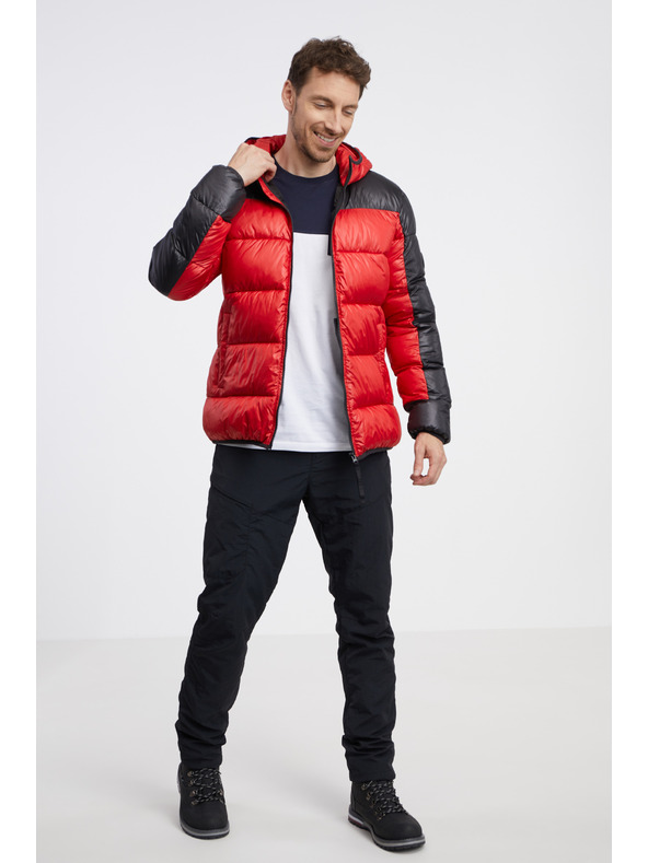 Sam 73 Černo-červená pánská prošívaná bunda SAM 73 Ron