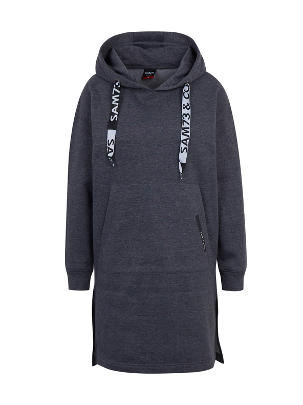 Sam 73 Tmavě šedé dámské žíhané mikinové šaty SAM 73 Cresside