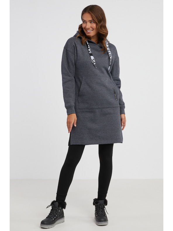 Sam 73 Tmavě šedé dámské žíhané mikinové šaty SAM 73 Cresside