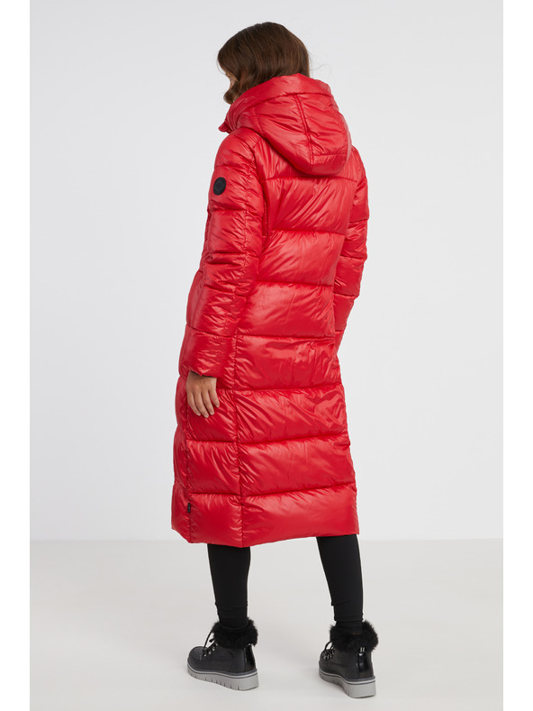 Sam 73 Červený dámský prošívaný kabát s kapucí SAM 73 Anna