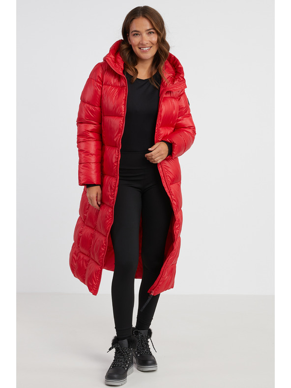 Sam 73 Červený dámský prošívaný kabát s kapucí SAM 73 Anna