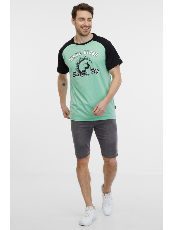 Sam 73 Černo-zelené pánské tričko SAM 73 Esteban