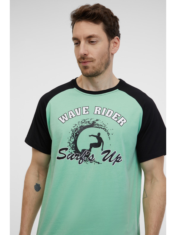 Sam 73 Černo-zelené pánské tričko SAM 73 Esteban