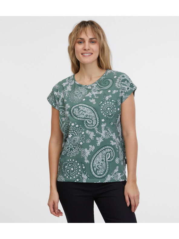 Sam 73 Zelené dámské vzorované tričko SAM 73 Margarita