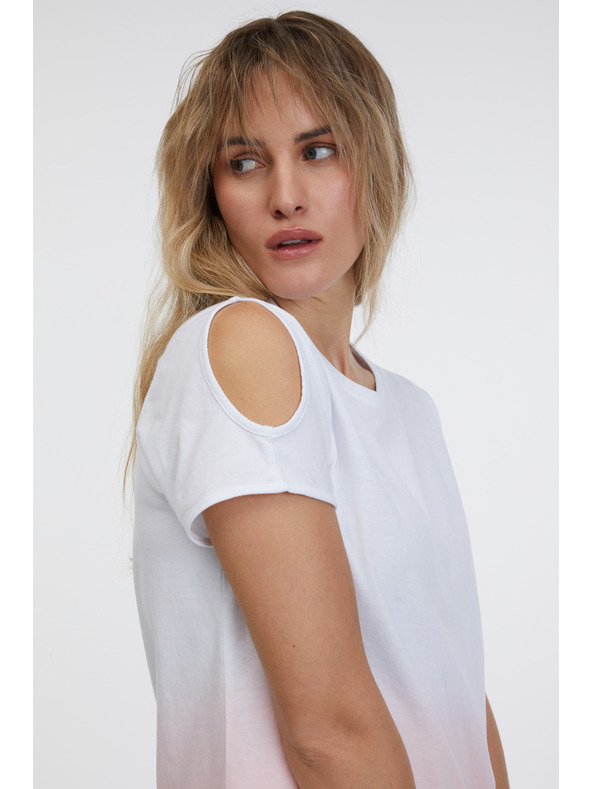 Sam 73 Růžovo-bílé dámské tričko SAM 73 Dolores