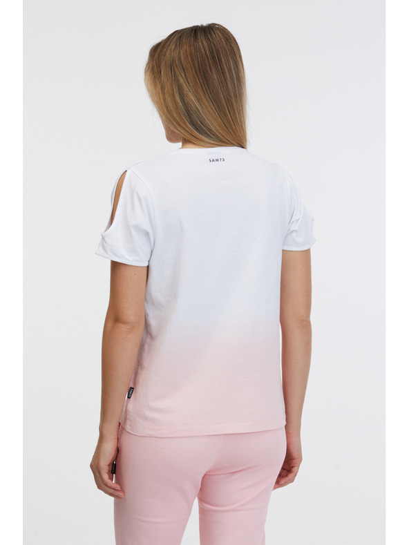 Sam 73 Růžovo-bílé dámské tričko SAM 73 Dolores