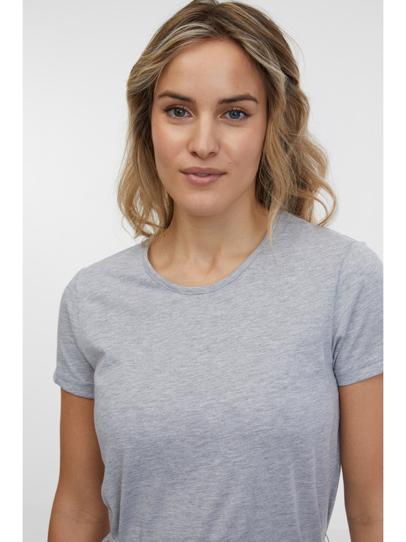 Sam 73 Světle šedé dámské žíhané midišaty SAM 73 Estela