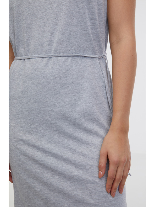 Sam 73 Světle šedé dámské žíhané midišaty SAM 73 Estela