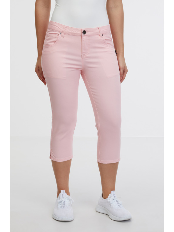 Sam 73 Světle růžové dámské tříčtvrteční slim fit džíny SAM 73 Amara