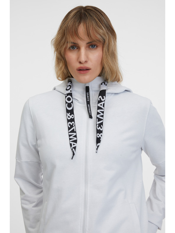 Sam 73 Světle šedá dámská mikina na zip s kapucí SAM 73 Lisa