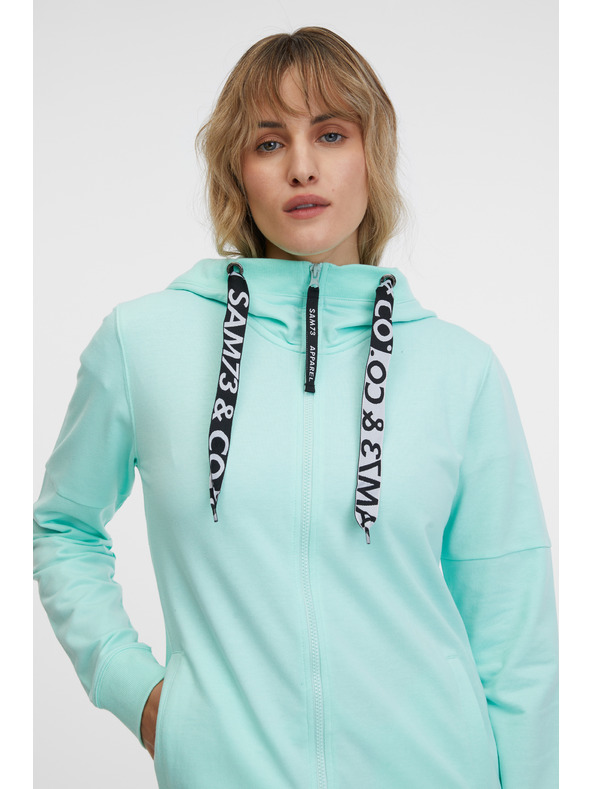Sam 73 Tyrkysová dámská mikina na zip s kapucí SAM 73 Lisa