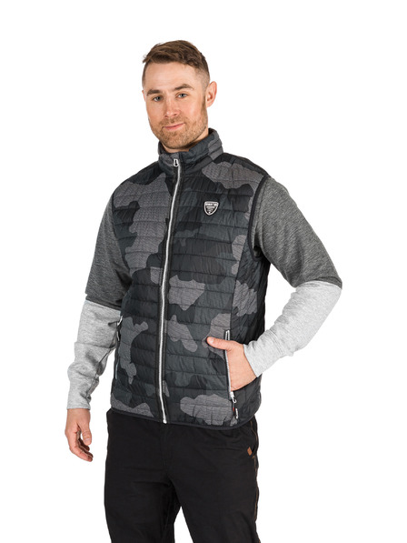 Sam 73 Tmavě šedá pánská vzorovaná vesta SAM 73