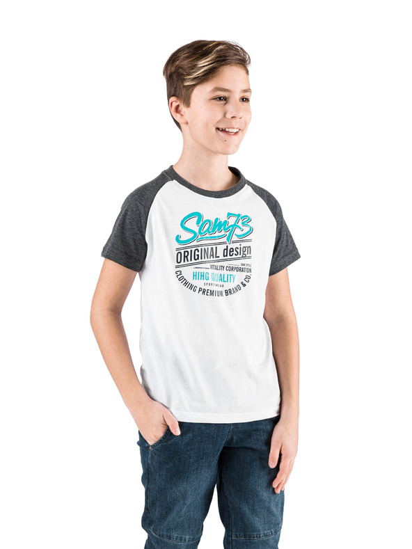 Sam 73 Bílé klučičí tričko s potiskem SAM 73