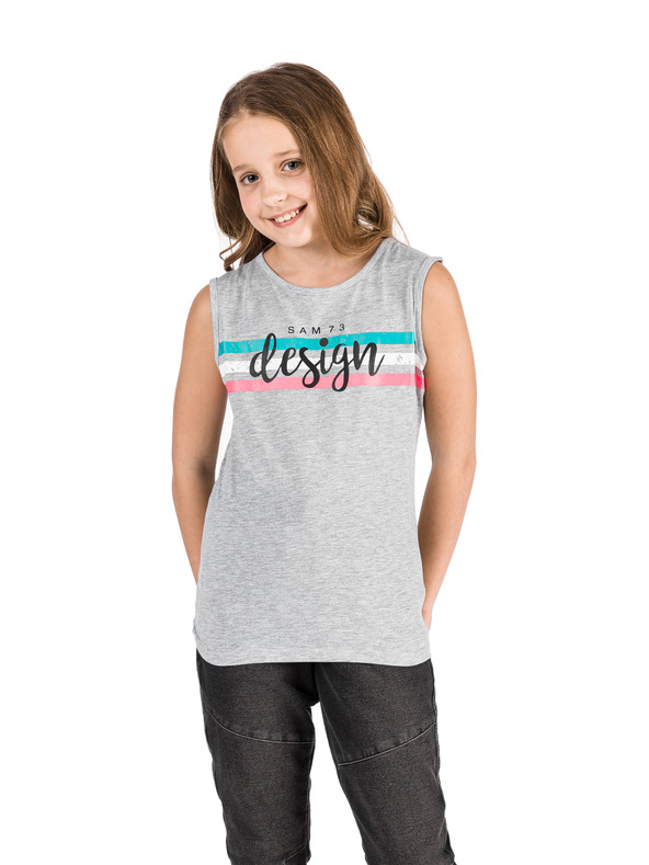 Sam 73 Šedé holčičí tílko s potiskem SAM 73