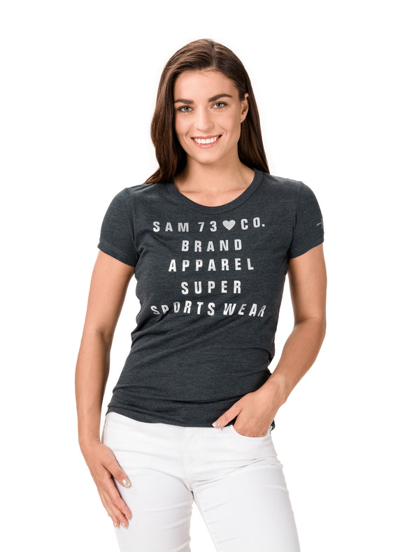 Sam 73 Tmavě šedé dámské tričko s potiskem SAM 73 Penny