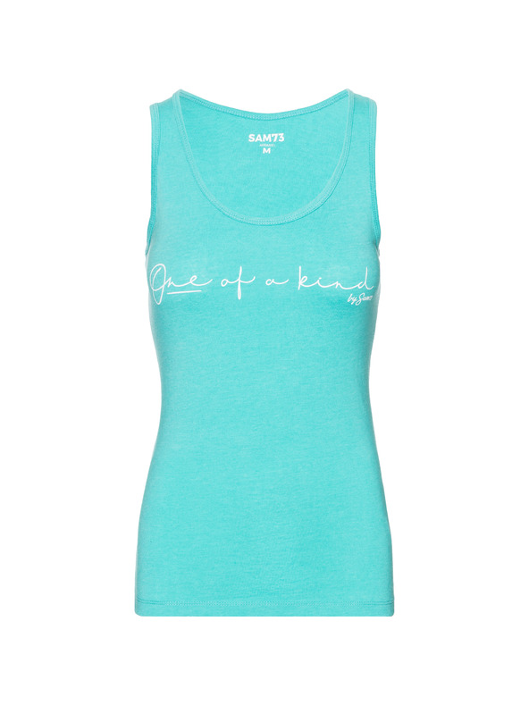 Sam 73 Tyrkysové dámské tílko s nápisem SAM 73