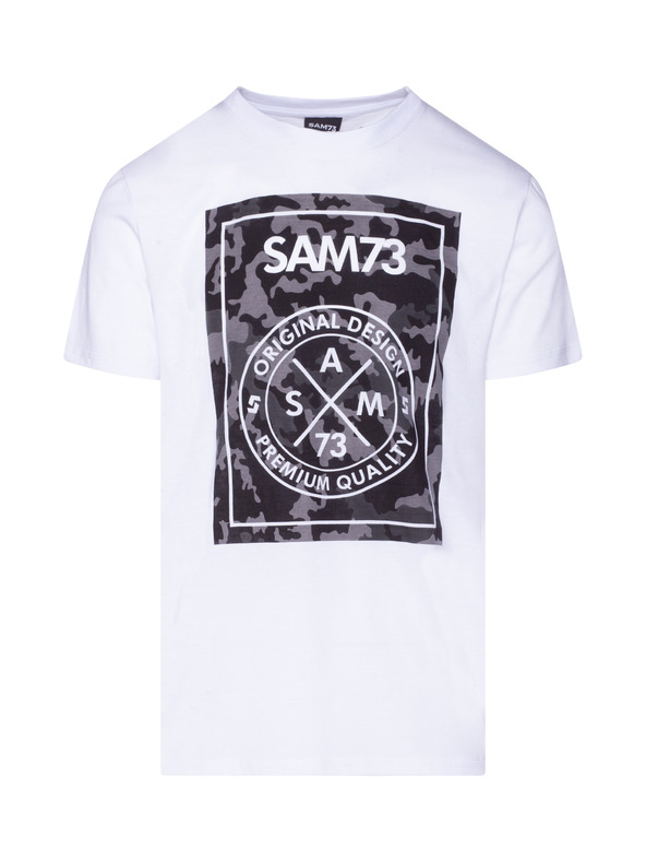 Sam 73 Bílé pánské tričko s potiskem SAM 73