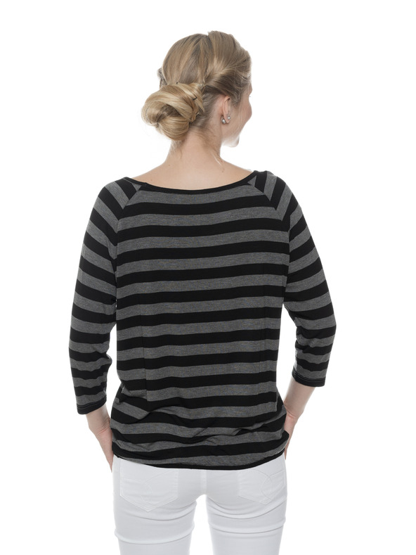 Sam 73 Černo-šedé dámské pruhované tričko SAM 73