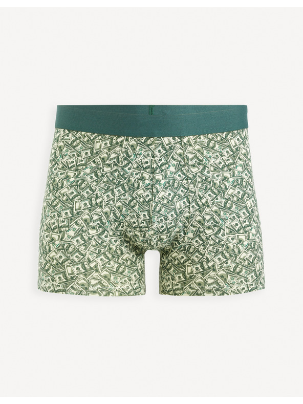 Celio Tmavě zelené pánské vzorované boxerky Celio Gibobank