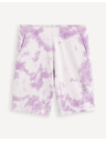 Celio Fialové pánské batikované teplákové kraťasy Celio Doengame